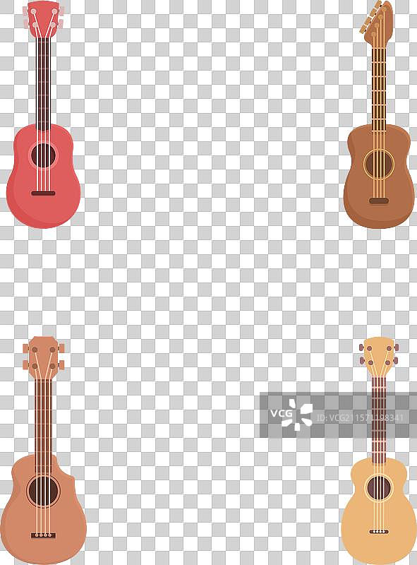 夏威夷吉他图标卡通小集合图片素材