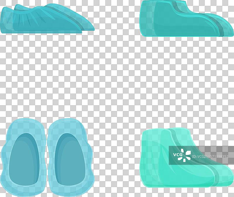 卡通蓝色鞋类覆盖图标集图片素材