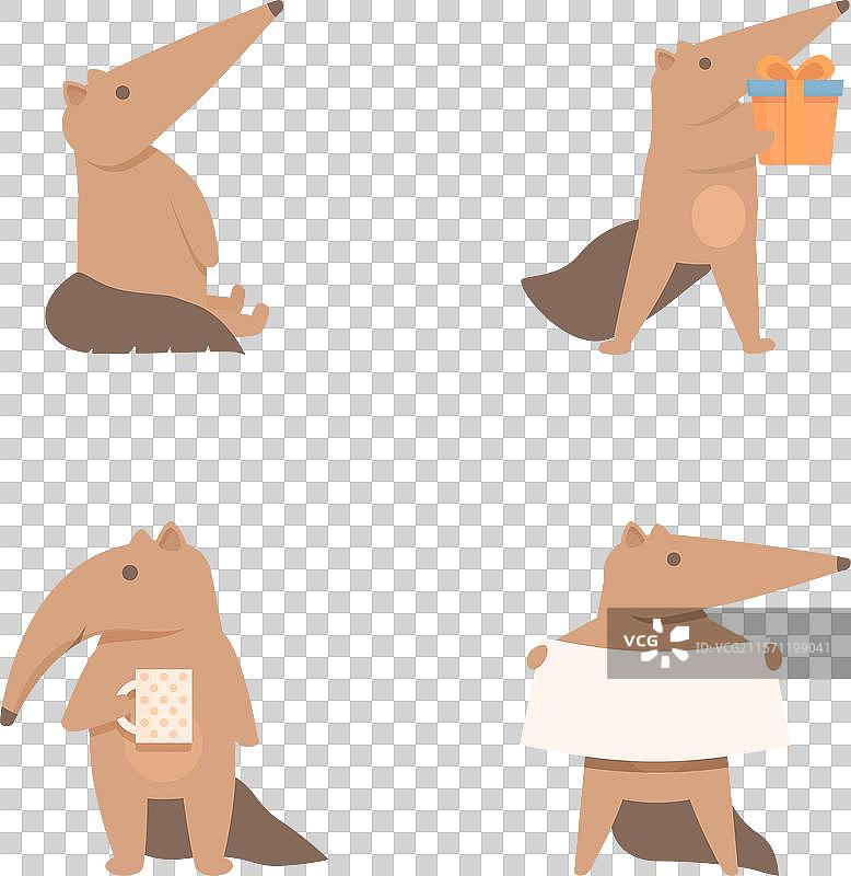 可爱的食蚁兽图标集，卡通风格，搞笑有趣图片素材