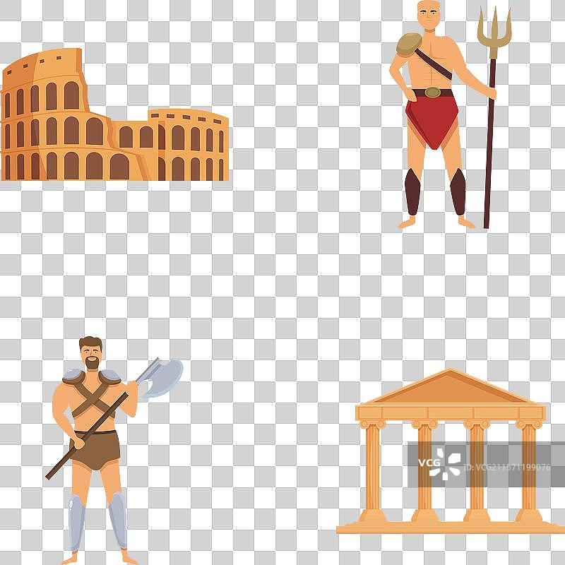 罗马圆形剧场图标卡通集合图片素材