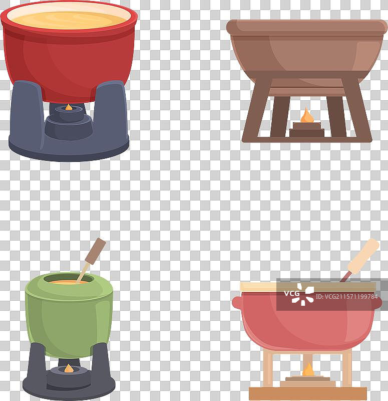 一组独立的火锅锅具图片素材