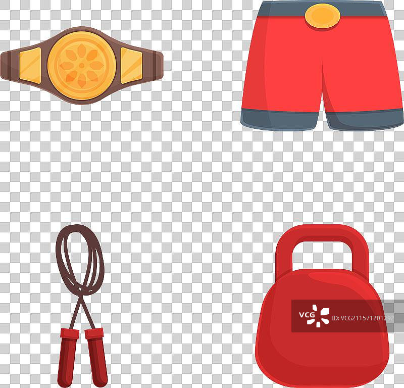 健身图标集：腰部塑形器、短裤、跳跃图片素材