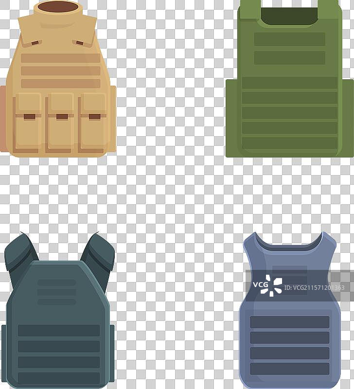 各种军用背心的套装图片素材