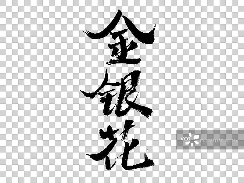 金银花，中国汉字手写书法字体图片素材