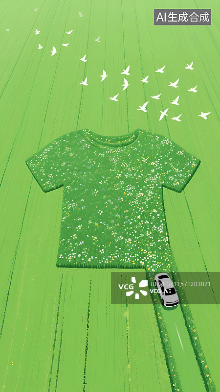 【AI数字艺术】衣服形状草地田园主题芒种节气图片素材