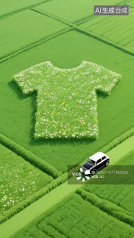 【AI数字艺术】衣服形状草地田园主题芒种节气图片素材