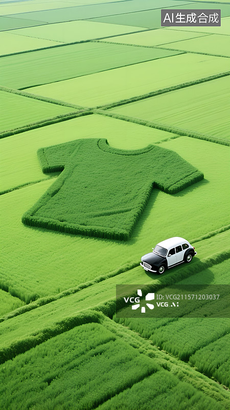 【AI数字艺术】衣服形状草地田园主题芒种节气图片素材