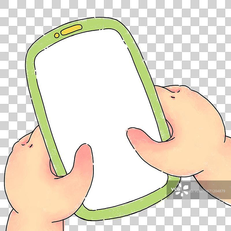 软萌可爱的小胖手元素，手拿着手机。图片素材