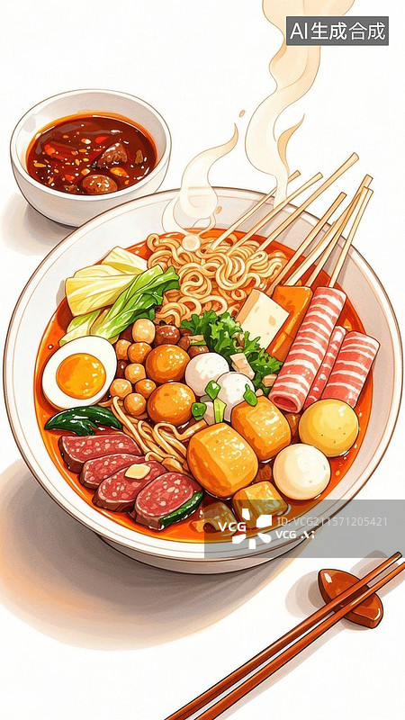 【AI数字艺术】热气腾腾的火锅料理图片素材