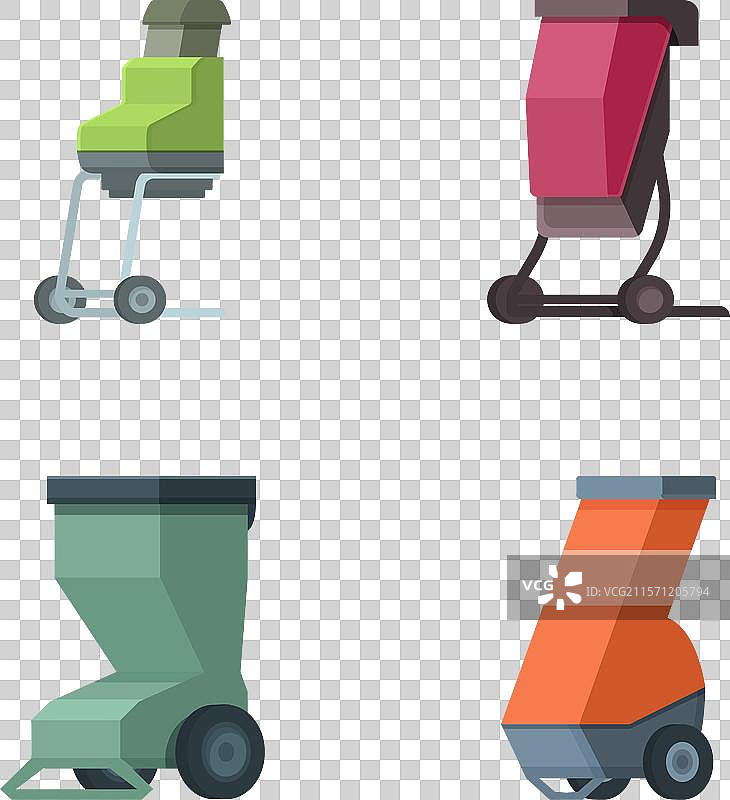 四个卡通垃圾桶的组合图片素材