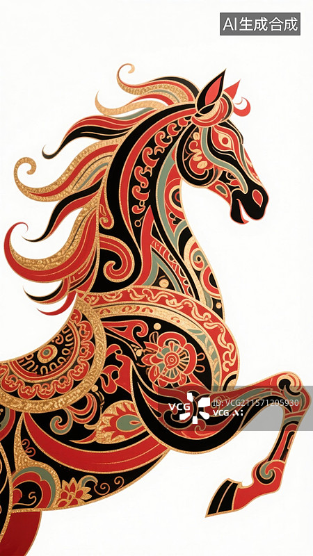 【AI数字艺术】装饰性马图案图片素材