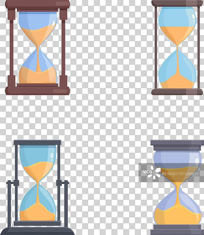 一组四个扁平风格的沙漏图标图片素材