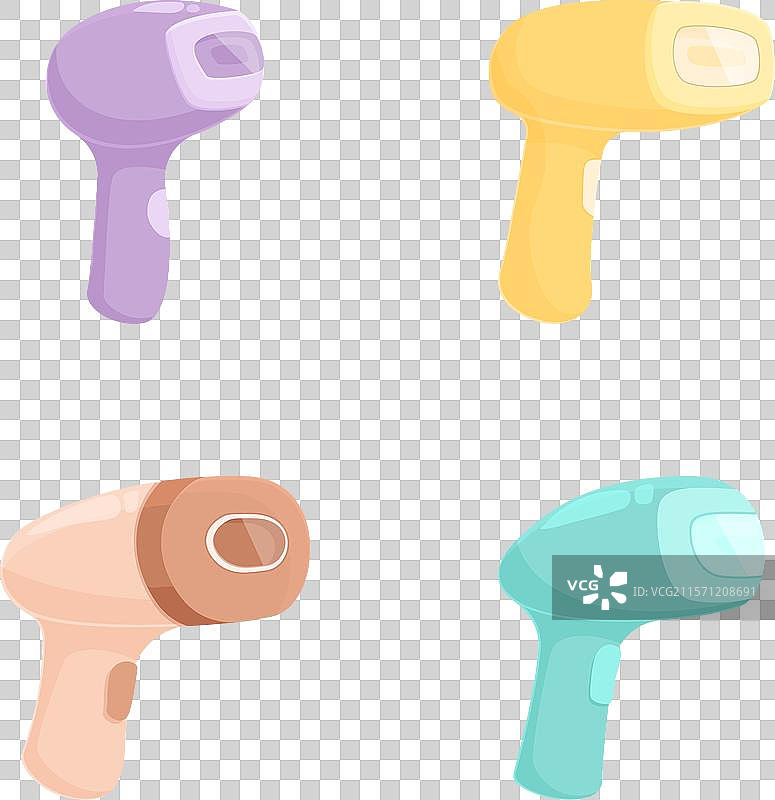 一组各种颜色的卡通吹风机图片素材