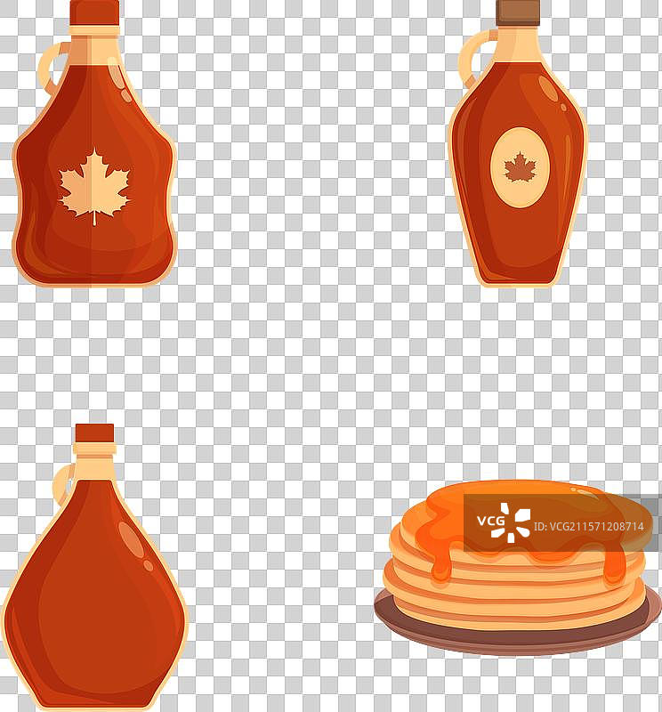 枫糖浆瓶和煎饼组合图片素材