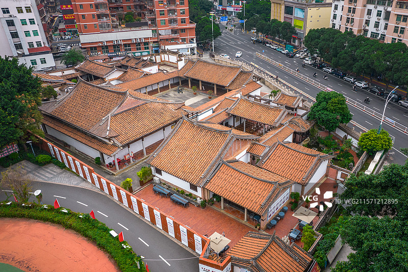 中国福建省莆田市元妙观三清殿航拍图片素材