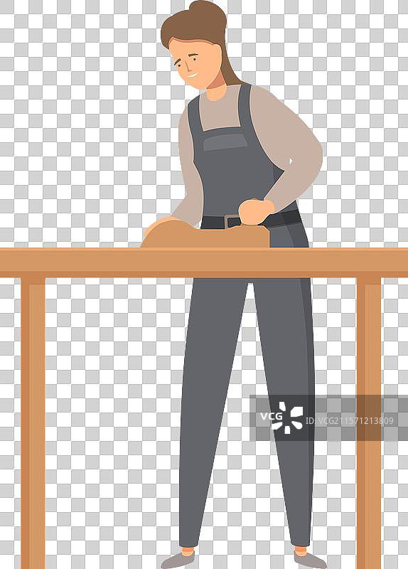 女木匠正在使用刨子加工木材图片素材