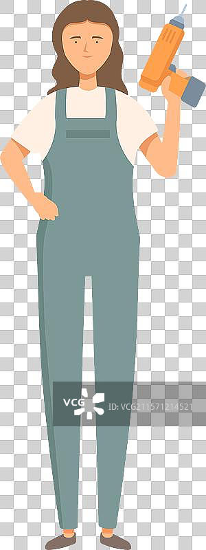 自信的女性建筑工人手持工具图片素材