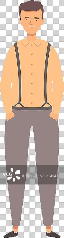 穿着衬衫和长裤、系着吊带的年轻男子图片素材