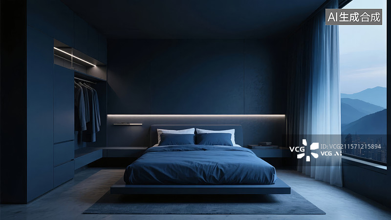 【AI数字艺术】现代简约卧室设计图片素材