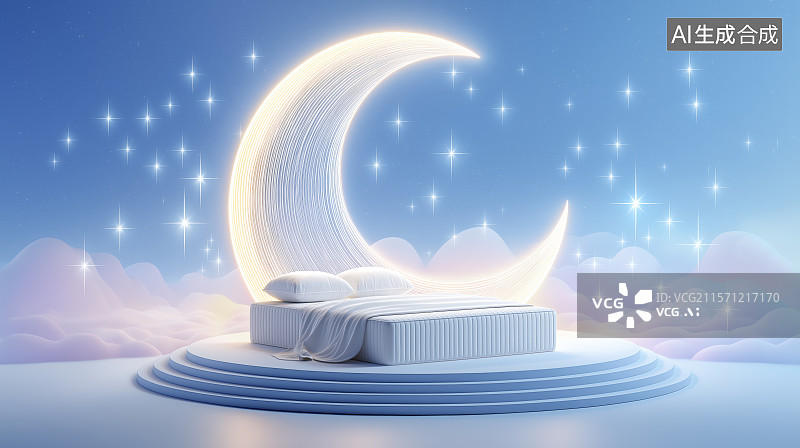 【AI数字艺术】世界睡眠日主题海报——温暖舒适的床垫给你一夜好梦图片素材