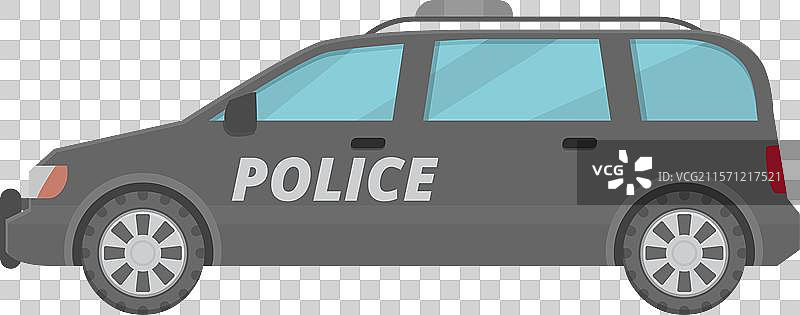 现代灰色警车侧面停放图片素材