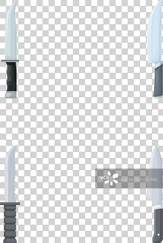 四把多样化的厨房刀具孤立在一起图片素材