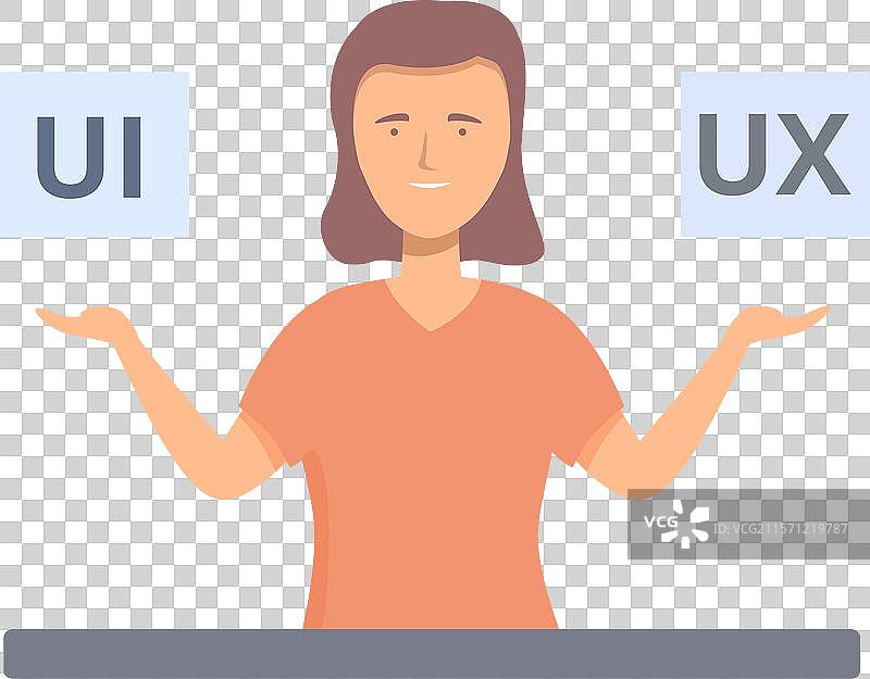 女性设计师在用户界面和其他选项之间进行选择图片素材