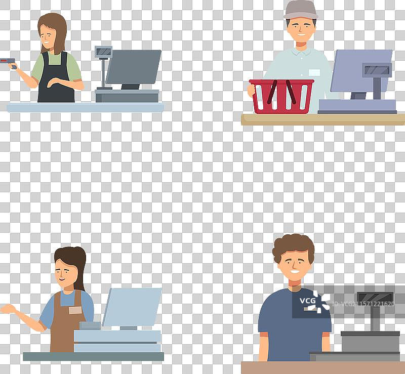 多样化职业的收银人员图片素材
