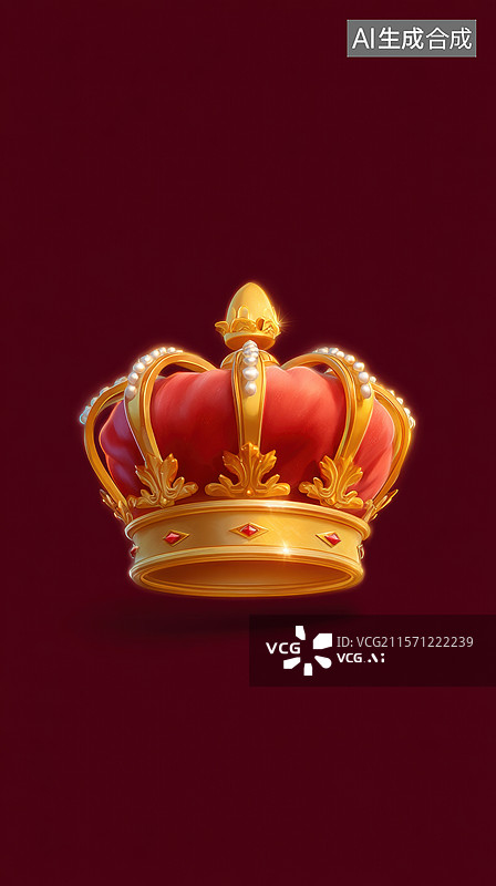 【AI数字艺术】金色皇冠配红色宝石图片素材