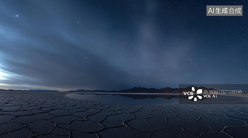 【AI数字艺术】盐湖上的月夜图片素材