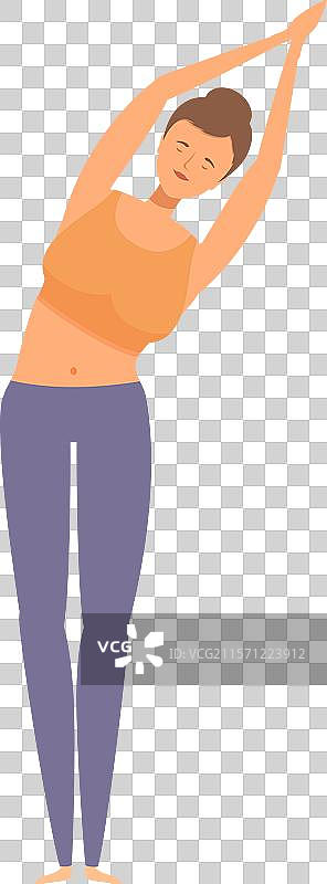 年轻女性在做瑜伽侧弯姿势图片素材