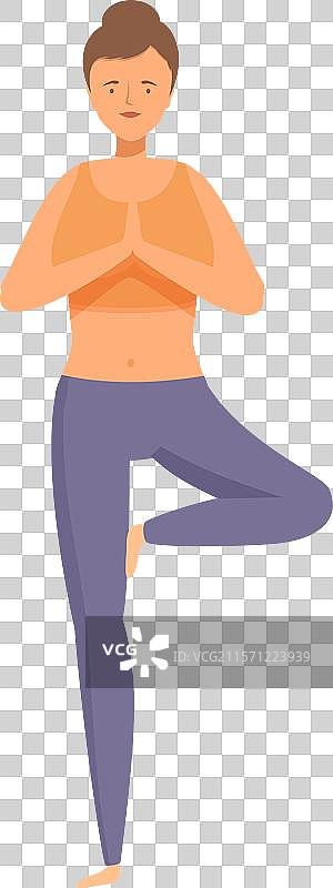 年轻女性练习瑜伽树姿势图片素材