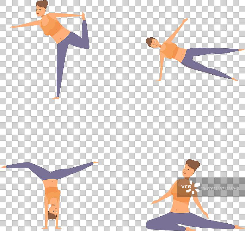 年轻人做的一组瑜伽姿势图片素材