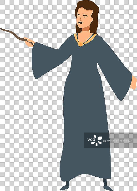 年轻女巫手持魔法杖施展魔法图片素材