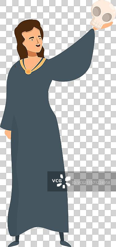 女演员手持骷髅表演《哈姆雷特》图片素材