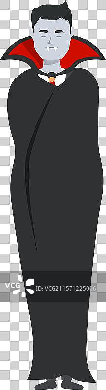 穿着黑色斗篷的吸血鬼伯爵直立站立图片素材