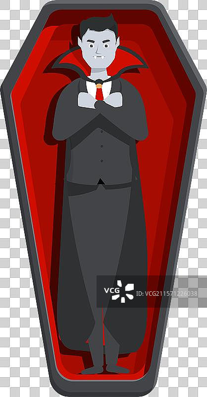 吸血鬼德古拉伯爵站在棺材里图片素材