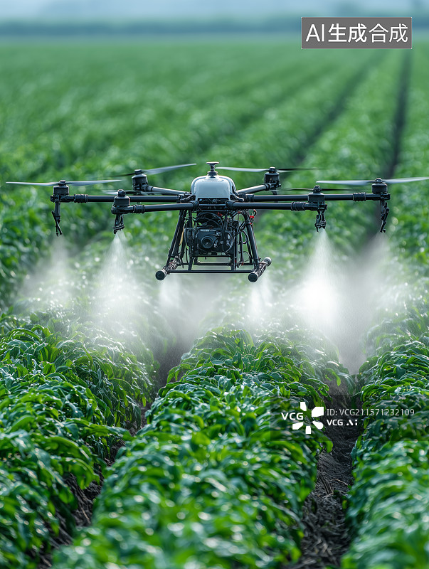 【AI数字艺术】竖图农业无人机在喷洒农药图片素材