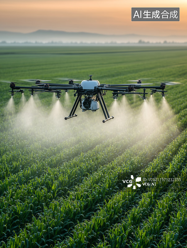 【AI数字艺术】竖图农业无人机在喷洒农药图片素材