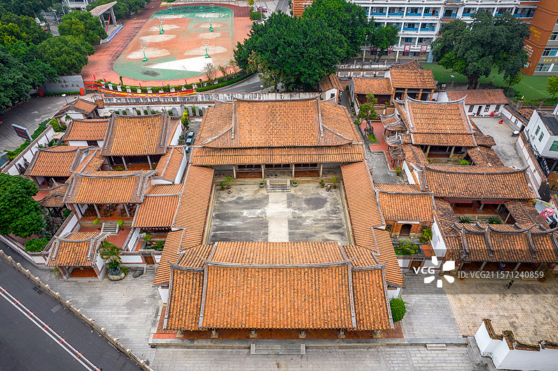 中国福建省莆田市元妙观三清殿航拍图片素材