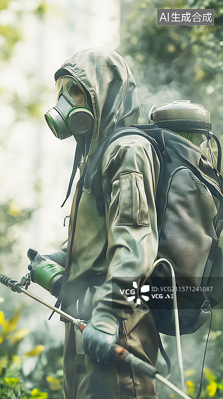 【AI数字艺术】AIGC：喷洒农药的工作人员图片素材