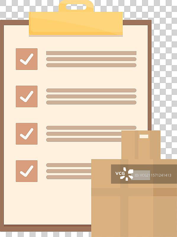 显示已勾选的交付清单的剪贴板图片素材