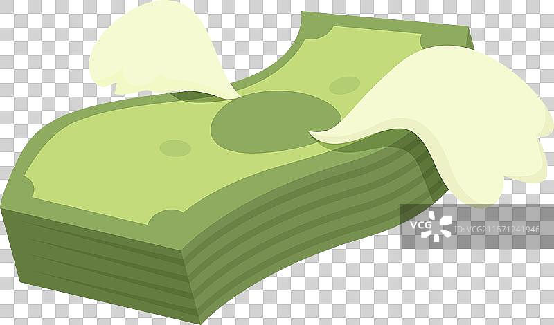 一堆钱带着天使翅膀飞走了图片素材