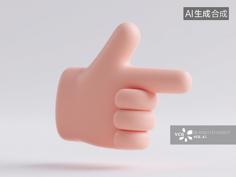 【AI数字艺术】3D渲染可爱卡通小手举起手指指着一个方向图片素材