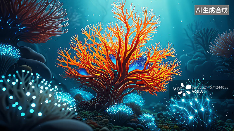 【AI数字艺术】海底珊瑚礁的绚丽景象图片素材