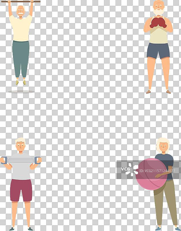 老年人健身锻炼套装图片素材