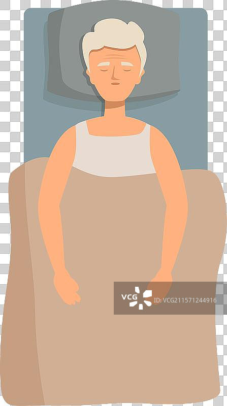 担忧的老年男子躺在床上试图入睡图片素材