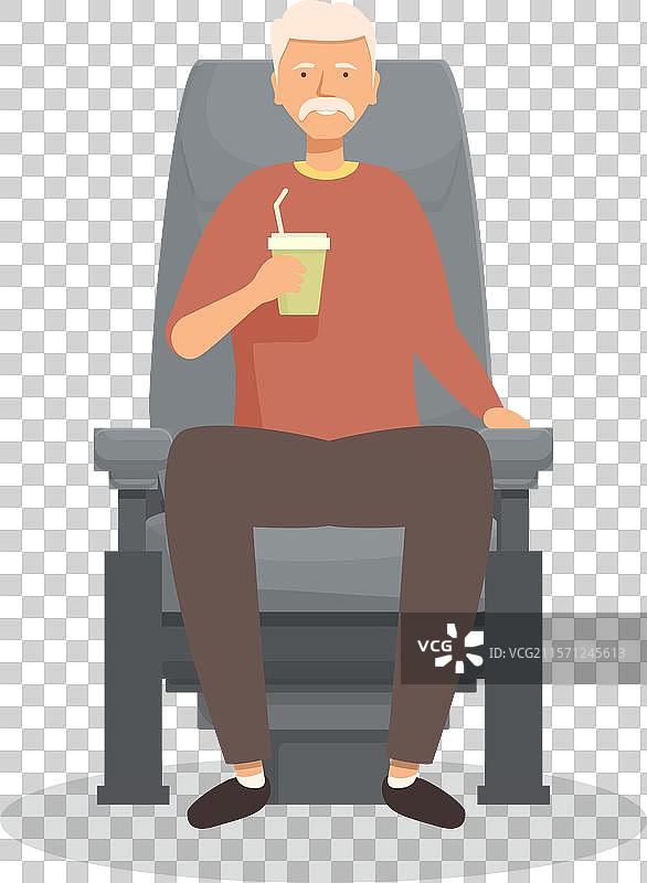 一位老年绅士正在品味饮品，同时图片素材