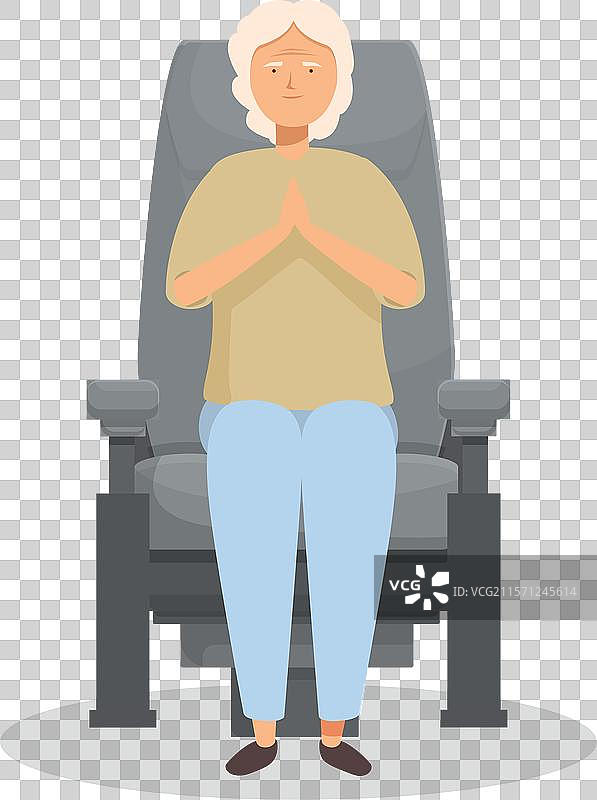 坐在候诊室里舒适的老年女性图片素材