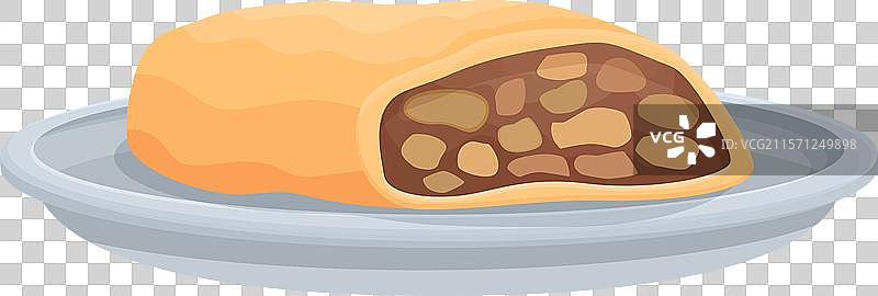 苹果卷静静地放在盘子上，等待着被享用。图片素材